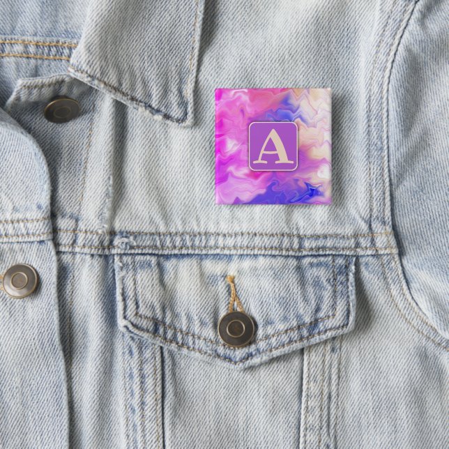 Pastel Abstract | Monogram 15 Cm Square Badge (In Situ)