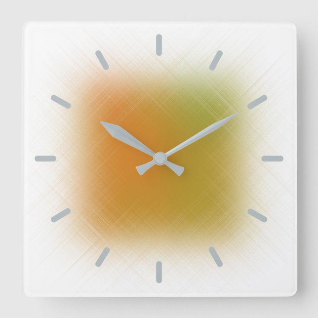 Pastel Abstract Orange and Lime Square Wall Clock (Front)
