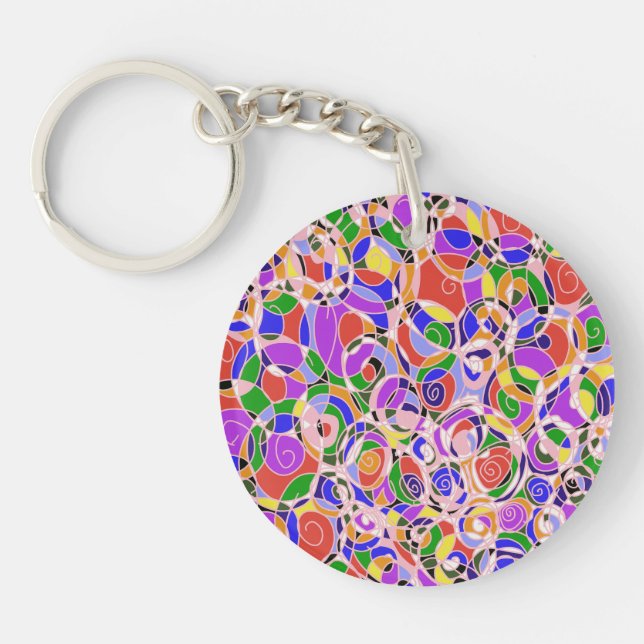 Pastel abstract patterned  key ring (Front)