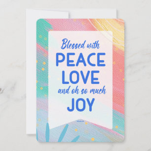 Pastel Abstract Peace Love Joy Christmas Card