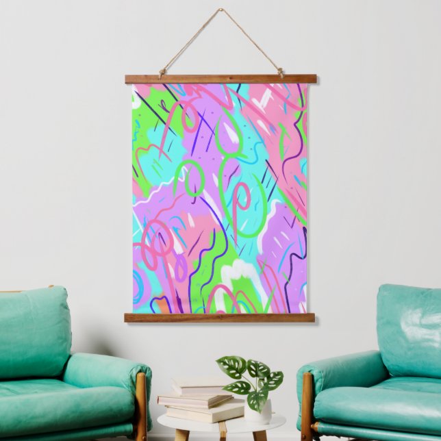 Pastel Abstract Pop Art  Hanging Tapestry (Living Room)