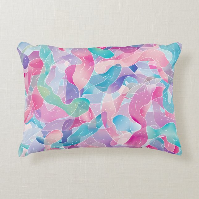 Pastel Abstract Ribbon Pattern Decorative Cushion (Front)