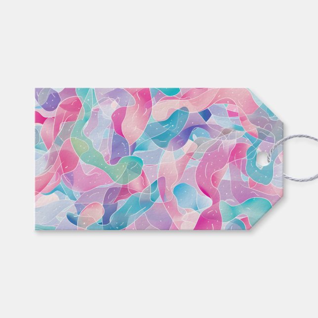 Pastel Abstract Ribbon Pattern Gift Tags (Front (Horizontal))