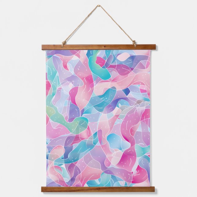 Pastel Abstract Ribbon Pattern Hanging Tapestry (Front)