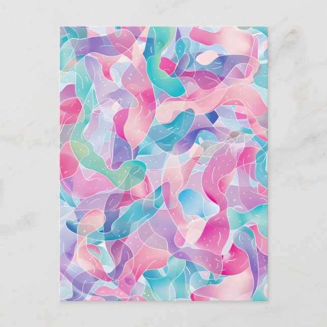 Pastel Abstract Ribbon Pattern Holiday Postcard (Front)