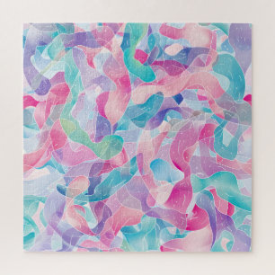 Pastel Abstract Ribbon Pattern Jigsaw Puzzle