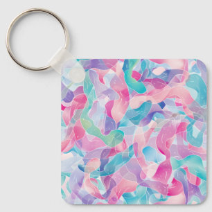 Pastel Abstract Ribbon Pattern Key Ring