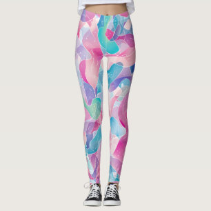Pastel Abstract Ribbon Pattern Leggings
