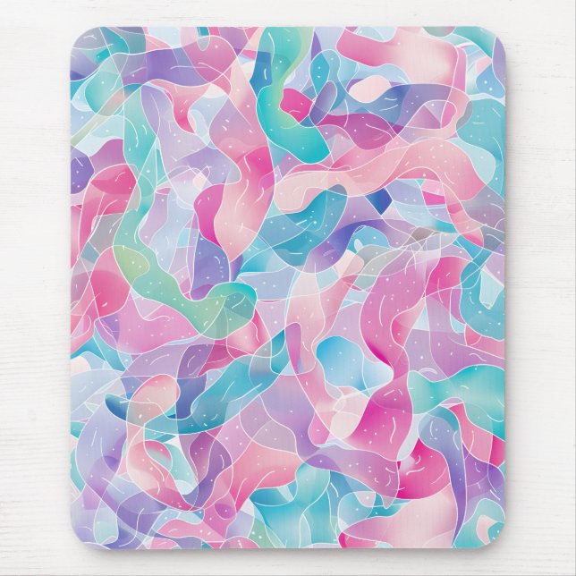 Pastel Abstract Ribbon Pattern Mouse Mat (Front)