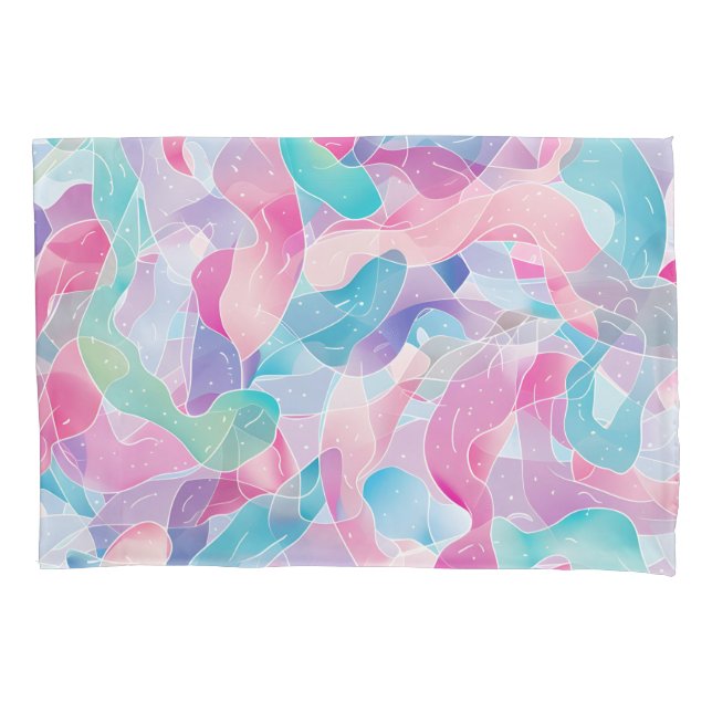 Pastel Abstract Ribbon Pattern Pillowcase (Front)
