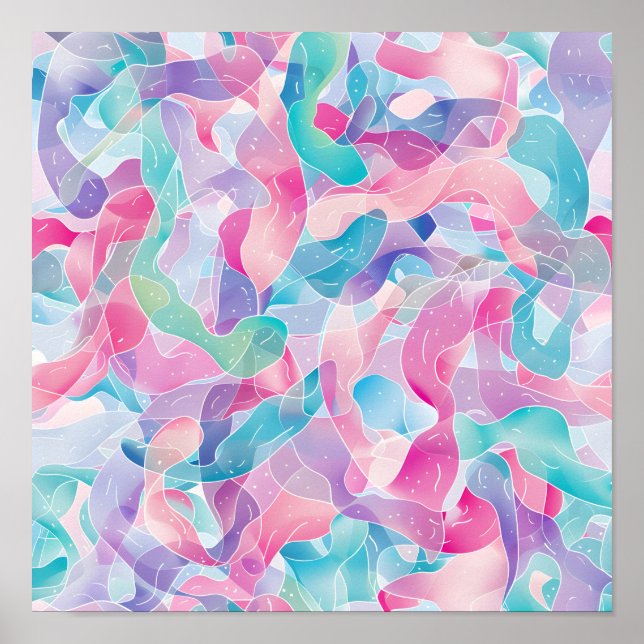 Pastel Abstract Ribbon Pattern Poster (Front)