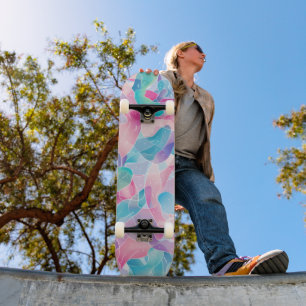 Pastel Abstract Ribbon Pattern Skateboard