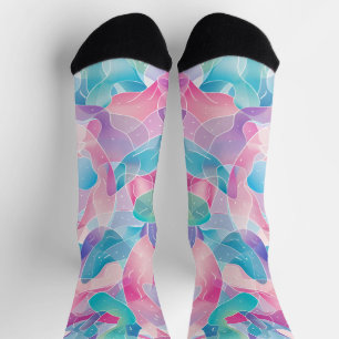 Pastel Abstract Ribbon Pattern Socks