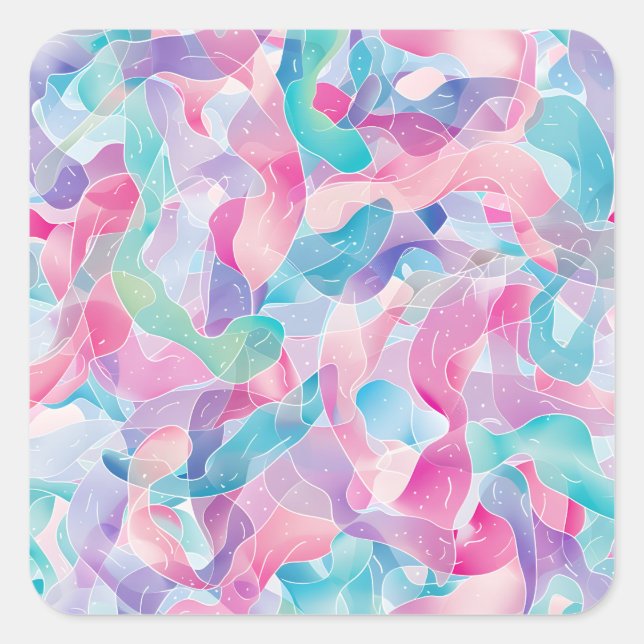 Pastel Abstract Ribbon Pattern Square Sticker (Front)