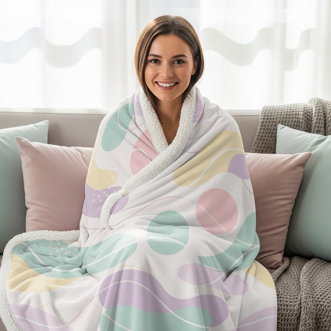 Pastel Abstract Seamless Pattern Waves and Circles Sherpa Blanket (Creator Uploaded)