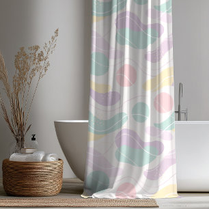 Pastel Abstract Seamless Pattern Waves and Circles Shower Curtain