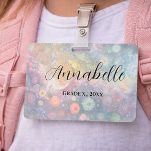 Pastel Abstract Student Name School Aesthetic ID Badge