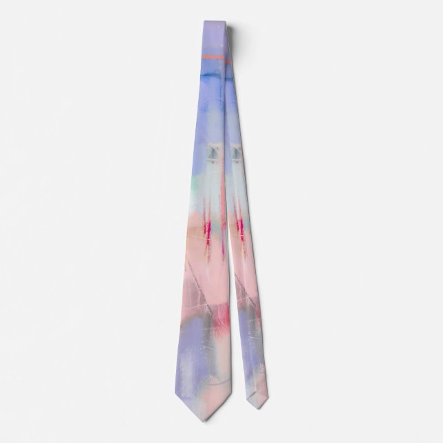 Pastel Abstract Tie Soft Colours Pink Blue Unique (Front)