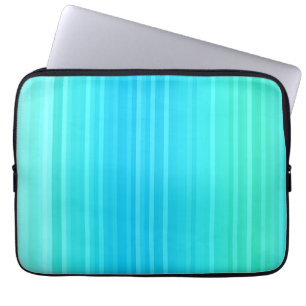 Pastel Abstract Turquoise Blue Green Stripes Laptop Sleeve