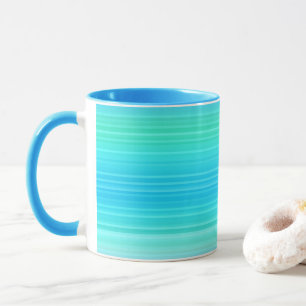 Pastel Abstract Turquoise Blue Green Stripes Mug