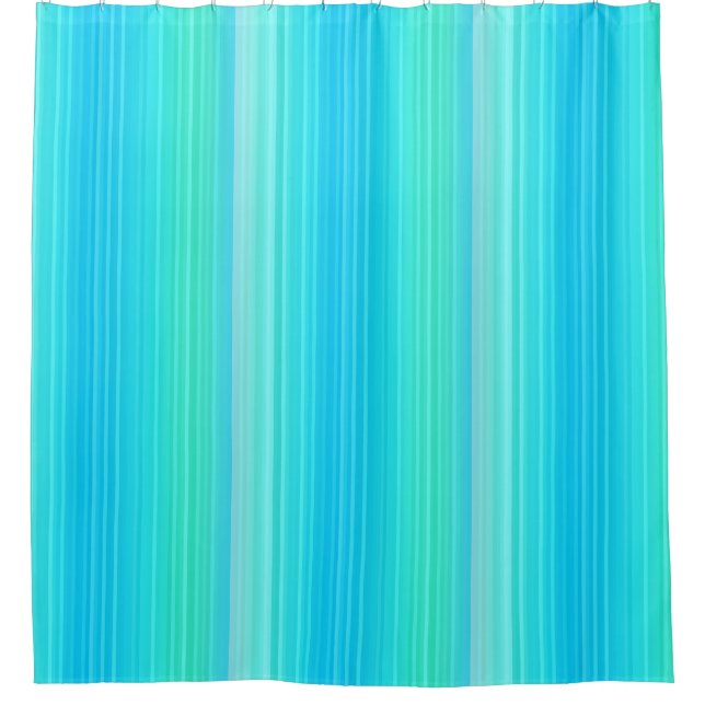 Pastel Abstract Turquoise Blue Green Stripes Shower Curtain (Front)
