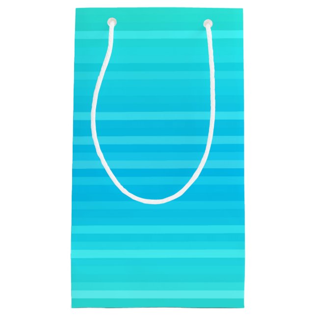 Pastel Abstract Turquoise Blue Green Stripes Small Gift Bag (Front)