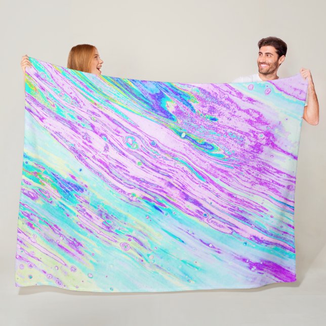 *~* Pastel Abstract Turquoise Mint Aqua Magenta Fleece Blanket (In Situ)