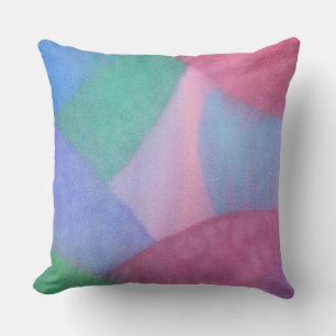 Pastel Abstract Watercolor with Overlapping Shapes Cushion