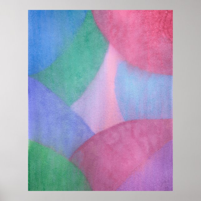 Pastel Abstract Watercolor with Overlapping Shapes Poster (Front)