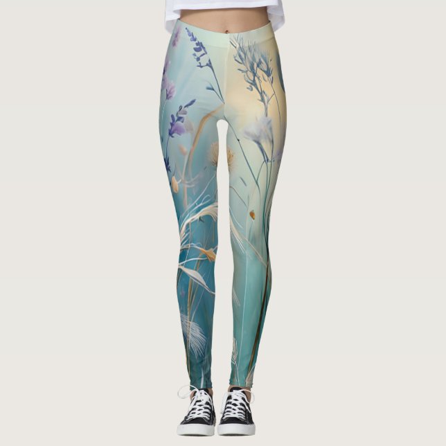 Pastel Abstract Whispers of Nature, Grasses II Leggings (Front)