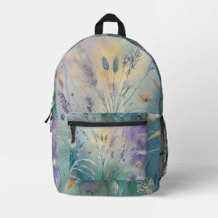 Pastel Abstract Whispers of Nature, Grasses II Printed Backpack