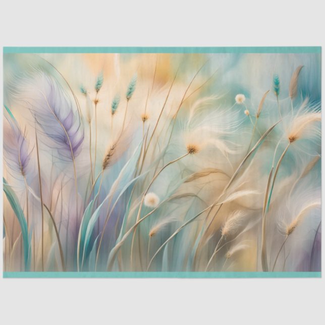 Pastel Abstract Whispers of Nature, Grasses II Tissue Paper (Front)