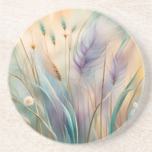 Pastel Abstract Whispers of Nature, Grasses III Coaster