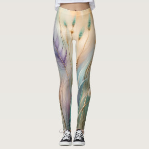 Pastel Abstract Whispers of Nature, Grasses Leggings