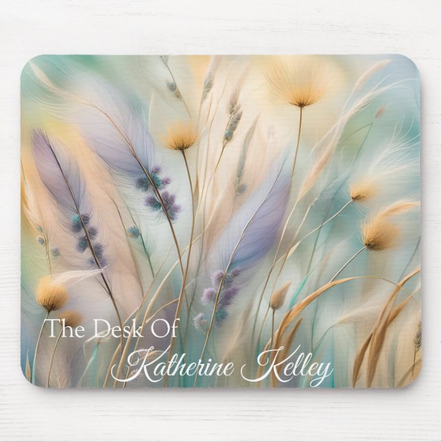 Pastel Abstract Whispers of Nature, Grasses Mouse Mat (Front)