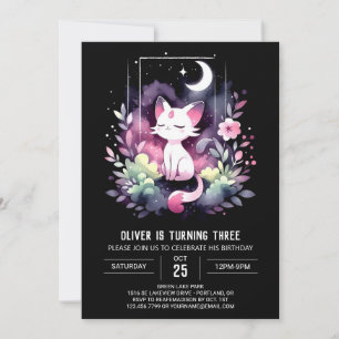 Pastel Adorable Cat Birthday Invitation