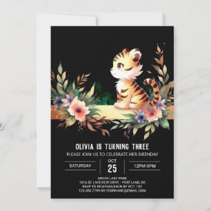 Pastel Adorable Tiger Birthday Invitation