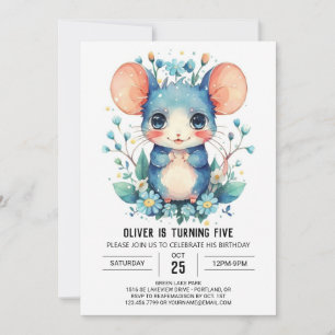 Pastel Adventure Mouse Birthday Invitation