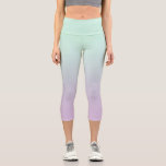 Pastel Aesthetic Mint And Lilac Gradient Ombre Capri Leggings<br><div class="desc">Dreamy delicate gradient ombre design in pastel aesthetic light magical mint colour and light purple violet lilac colour. Soft gradient colour transition. Mint gradient home decor,  mint gradient ombre home decor theme design.</div>