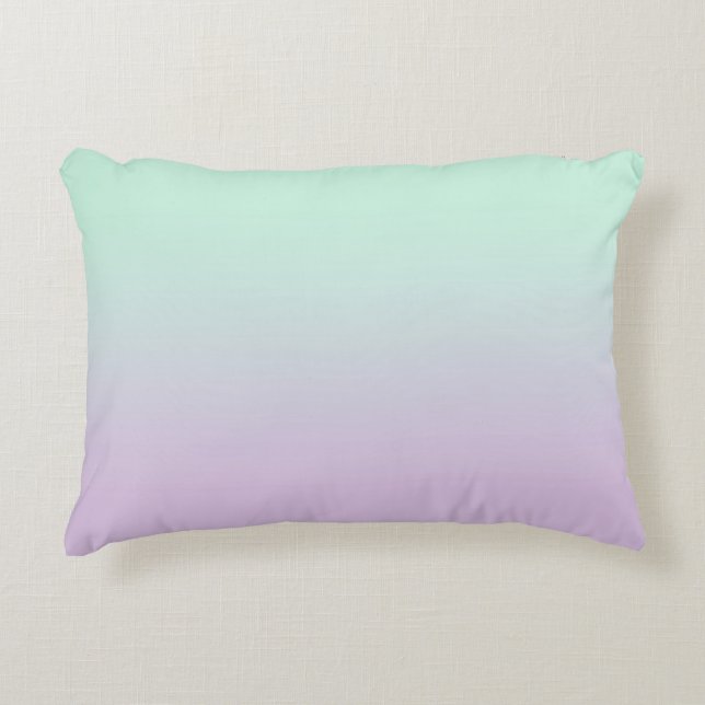Pastel Aesthetic Mint And Lilac Gradient Ombre Decorative Cushion (Front)