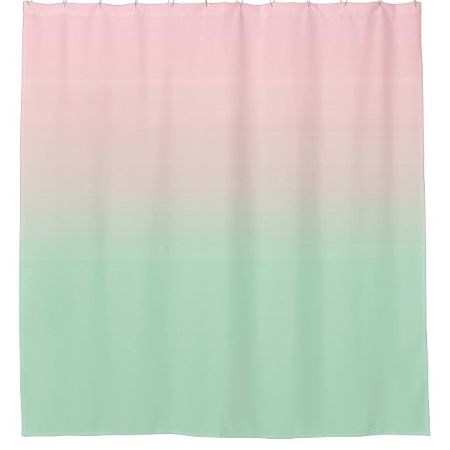 Pastel Aesthetic Ombre Gradient Pink Mint Green  Shower Curtain (Front)