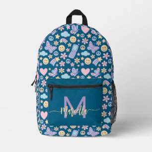 Pastel Aesthetic Pattern Backpack with Initial