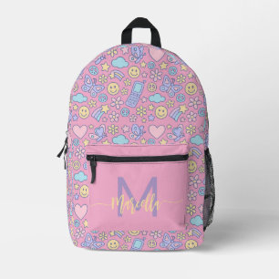 Pastel Aesthetic Pattern Backpack with Initial