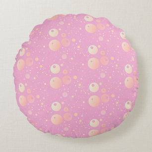 Pastel aesthetic pink dots pattern  round cushion