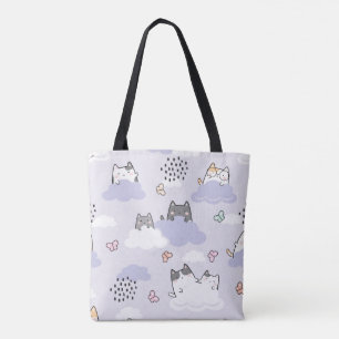 Pastel Aesthetic with Floating Kitties Tote Bag