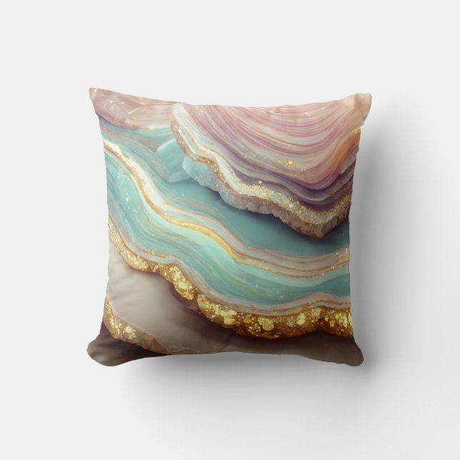 Pastel Agate Geode Stone Cushion (Front)