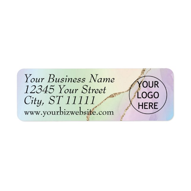 Pastel Agate Gold Glitter Return Address Label (Front)