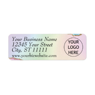 Pastel Agate Gold Glitter Return Address Label