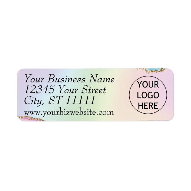 Pastel Agate Gold Glitter Return Address Label (Front)