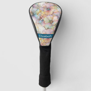 Pastel Alcohol Ink Floral Personalized Golf Head Cover